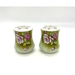 Vintage Lefton Salt & Pepper Shakers w/ Roses 2.5" Japan